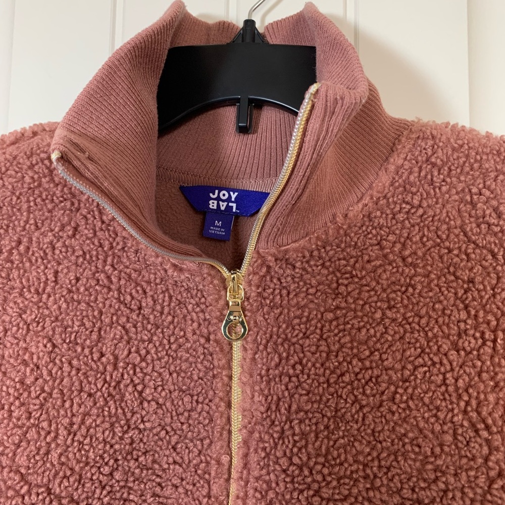 JoyLab Mauve Sherpa 1/2 Zip Pullover Jacket Size Medium - Picture 3 of 8